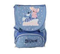 VARZI Sac à dos d'école extensible Stitch et ange fille élémentaire avec poches multiples et bretelles réglables, pratique et polyvalent 1956, bleu ciel, S