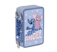 VARZI Trousse 3Zip Stitch Scolaire : Spacieux et fonctionnel, avec design coloré et joyeux, parfait pour organiser des stylets, crayons et accessoires scolaires avec stylet offert, bleu ciel, 3