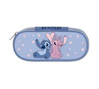 VARZI Trousse ovale Stitch scolaire : compacte et colorée, parfaite pour organiser des stylos, crayons et accessoires scolaires avec le design joyeux de Stitch! Avec stylo offert, bleu ciel, Ovale