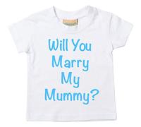Vas-tu M’épouser My Mummy? Blanc T-shirt Bleu Text Bébé Tout-petit Enfants Disponible en Tailles 0-6 Mois pour 14-15 Ans Demande en mariage - Blanc, 12-13 Ans