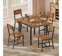 VASAGLE 1 Table Pliante avec 4 Chaises de Cuisine, Ensemble de Salle à Manger, pour Salon, Cuisine, Cadre en Acier, Montage Facile, Marron Rustique et Noir d'encre ZH2504042