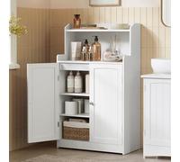 VASAGLE 100 cm de Hauteur Meuble de Salle de Bain, Meuble de Rangement, Armoire, 2 Portes, 2 Étagères Réglables, pour Salle à Manger, Cuisine, Salon, Blanc Nuage BBC770W01