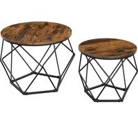 VASAGLE 2 pièces tables d'appoint, panneau de particules, acier, marron rustique + noir
