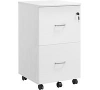 VASAGLE Armoire à dossiers avec 2 tiroirs, armoire à dossiers verrouillable, caisson roulant avec rails de suspension réglables, blanc