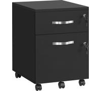 VASAGLE Armoire de classement mobile verrouillable avec 2 tiroirs, 5 roulettes et dossiers suspendus réglables pour documents A4 et Letter, Home Office