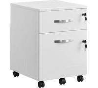 VASAGLE Armoire de classement mobile verrouillable avec 2 tiroirs, 5 roulettes et dossiers suspendus réglables pour documents A4 et Letter, Home Office