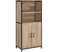 VASAGLE Armoire de cuisine Bibliothèque avec 2 compartiments ouverts avec étagères réglables Bibliothèque avec portes Cadre en acier pour salon cuisine bureau