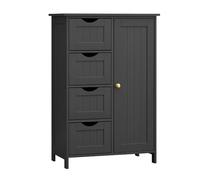 VASAGLE Armoire de Salle de Bain étroite, Organisateur, Commode, avec 4 tiroirs, Porte, étagère réglable, 30 x 55 x 82 cm, Noir Encre LHC041B02