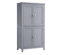 VASAGLE Armoire de Salle de Bain, Meuble de Rangement, Placard de Cuisine avec 4 Portes, Étagères Réglables, 30 x 60 x 110 cm, Gris