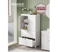 VASAGLE Armoire de Salle de Bain, Placard de Cuisine avec 2 Portes, 2 Tiroirs, Étagères Réglables, 30 x 60 x 110 cm, Blanc