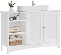 VASAGLE Armoire de salle de bains BBC410P31 extra longue, 2 portes, étagères réglables, 30 x 90 x 60 cm, Blanc