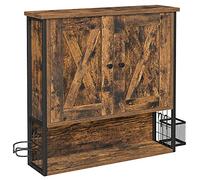VASAGLE Armoire Murale, Meuble de Salle de Bain, Placard 2 Portes, avec Étagère Réglable, Porte Sèche-Cheveux, Pot, Style Industriel, Marron Rustique et Noir BBK123B01