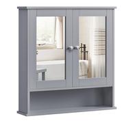 VASAGLE Armoire Murale, Meuble Salle de Bain, Placard de Rangement, Armoire Suspendue, 2 Portes-Miroir et Compartiment Ouvert, Étagère Réglable, 13 x 56,5 x 58,5 cm, Gris Tourterelle LHC002G02