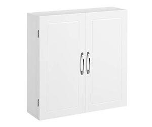 VASAGLE Armoire Murale pour Salle de Bain, avec Étagères Réglables | Placard de Rangement Mural, Armoire à Pharmacie, 60 x 18 x 60 cm, Blanc Nuage, Collection SIREN BBC320W01