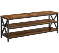 VASAGLE Armoire TV, support TV, table console, pour téléviseurs jusqu'à 65 pouces, avec étagères, structure en X en acier, style campagne industrielle, 147 x 40 x 50