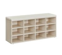 VASAGLE Banc à Chaussures, 12 Compartiments, Siège Rembourré | Organiseur, pour Entrée, Couloir, Placard, Beige Naturel et Beige Cappuccino, Collection CUSTOS LHS012K04