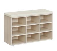 VASAGLE Banc à Chaussures, 9 Compartiments, Siège Rembourré | Organiseur, pour Entrée, Couloir, Placard, Beige Naturel et Beige Cappuccino, Collection CUSTOS LHS009K01