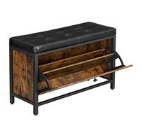 VASAGLE Banc à Chaussures avec Rangement, Siège Rembourré, pour 6 Paires | Tiroir à Bascule, Cadre en Acier, Style Industriel, Marron Rustique et Noir, Collection BARNET LSB049B01