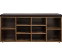 VASAGLE Banc à chaussures, étagère à chaussures, canapé, 10 compartiments, avec rembourrage, pour entrée, couloir, chambre à coucher, 104 x 30 x 48 cm, vintage, brun foncé