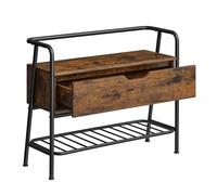 VASAGLE Banc à Chaussures, Étagère à Chaussures, Meuble d'Entrée, avec Tiroir de Rangement, Style Industriel, Cadre en Acier, pour Entrée, Salon, Chambre, Marron Rustique et Noir d'encre LSB051K01
