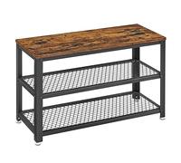 VASAGLE Banc à chaussures, Étagère de rangement à 2 niveaux, Organisateur, à chaussures, 73 x 30 x 45 cm, pour entrée, salon, cadre en acier, style industriel, Marron Rustique et Noir LBS73X
