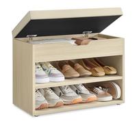 VASAGLE Banc à Chaussures, Meuble à Chaussures avec Siège Rembourré, 3 Compartiments et Assise Rembourrée, 30 x 60 x 44 cm, pour Entrée, Chambre, Salon, Beige Naturel et Beige Cappuccino LHS020K01