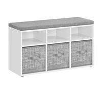 VASAGLE Banc à Chaussures, Organiseur de Chaussures avec 6 Compartiments et 3 Étagères Réglables, Banc avec 3 Coffres de Rangement pour Entrée, Couloir, Placard, Blanc Nuage LSB101W14