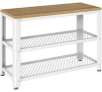 VASAGLE banc à chaussures, rangement à 2 niveaux, organisateur, étagère à chaussures, 73 x 30 x 45 cm, pour entrée, salon, cadre en acier, style industriel, chêne beige et blanc