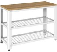 VASAGLE banc à chaussures, rangement à 2 niveaux, organisateur, étagère à chaussures, 73 x 30 x 45 cm, pour entrée, salon, cadre en acier, style industriel, chêne beige et blanc