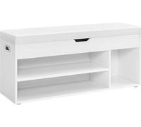 VASAGLE Banc à chaussures, rembourré, banc de rangement, 3 compartiments, rangement caché, étagères, pour salon, entrée, chambre à coucher