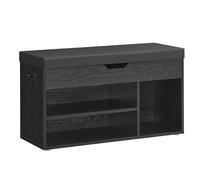 VASAGLE Banc à Chaussures Rembourré, Banc de Rangement, Rangement Caché, Étagères, Meuble d'Entrée, Capacité de Charge 136 kg, 30 x 80 x 44 cm, Noir Boisé et Noir d’Encre LHS030B03