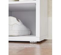 VASAGLE Banc de chaussures Banc de chaussures avec siège avec coussin et 15 compartiments Étagère de rangement Hall adapté jusqu'à 200kg Blanc Gris