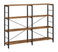 VASAGLE Bibliothèque 4 Niveaux, Étagère de Rangement, Meuble, 30 x 120 x 109,4 cm, Style Industriel, pour Salon, Bureau, Balcon, Cuisine, Marron Rustique et Noir d'encre