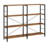 VASAGLE Bibliothèque 4 Niveaux, Étagère de Rangement, Meuble, 30 x 120 x 109,4 cm, Style Industriel, pour Salon, Bureau, Balcon, Cuisine, Marron Rustique et Noir d'encre LLS131K01