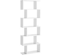 VASAGLE Bibliothèque, 6 étages bibliothèque, indépendante, bureau étagère, étagère décorative, présentation, moderne, salon, chambre, bureau, blanc