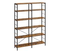 VASAGLE Bibliothèque 6 Niveaux, Étagère de Rangement, Meuble, 30 x 120 x 172,5 cm, Style Industriel, pour Salon, Bureau, Balcon, Cuisine, Marron Rustique et Noir LLS114B01
