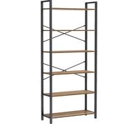 VASAGLE Bibliothèque 6 niveaux indépendante cadre acier Armoire à étagères pour salon chambre bureau 30x80x186cm design industriel