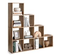 VASAGLE Bibliothèque à 10 Compartiments, Étagère avec Casiers Ouverts, Meuble de Rangement, pour Décorations, Cadres Photos, Salon, Chambre, Bureau, 27 x 129,5 x 129,5 cm, Marron Camel LBC010B50