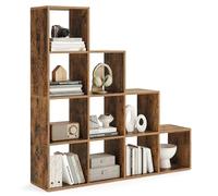 VASAGLE Bibliothèque à 10 Compartiments, Étagère avec Casiers Ouverts, Meuble de Rangement, pour Décorations, Cadres Photos, Salon, Chambre, Bureau, 27 x 129,5 x 129,5 cm, Marron Rustique LBC10BX