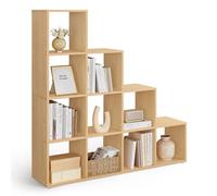 VASAGLE Bibliothèque à 10 Compartiments, Étagère avec Casiers Ouverts, Meuble de Rangement, pour Décorations, Cadres Photos, Salon, Chambre, Bureau, 29 x 129,5 x 129,5 cm, Beige Chêne LBC010Y01