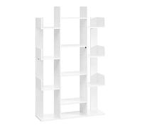 VASAGLE Bibliothèque Arbre, Étagère à 13 Compartiments, Meuble de Rangement, 86 x 25 x 140 cm, avec Coins arrondis et rebords, Blanc LBC067W01