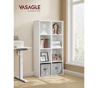 Bibliothèque en bois VASAGLE - Meuble de rangement à 8 casiers - Blanc - 30 x 65,1 x 128,9 cm