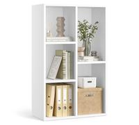 VASAGLE Bibliothèque en Bois, Étagère de Rangement, 50 x 24 x 80 cm | Meuble de Rangement Cube à 5 Compartiments , 1 Pièce, pour Salon Bureau, Blanc nuage, Collection CUSTOS LBC25WT