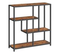 VASAGLE Bibliothèque, Étagère 4 Niveaux, Étagère sur Pieds, 30 x 100 x 103 cm, Meuble de Rangement, pour Salon, Bureau, Chambre, Cuisine, Marron Rustique et Noir d'encre LLS134B01V1