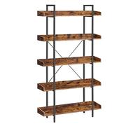 VASAGLE Bibliothèque, étagère à 5 étages, étagères de Rangement spacieuses, Montage Facile, Salon, Chambre à Coucher, Bureau à Domicile, Industrie, Marron Rustique et Noir LLS110B01