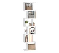 VASAGLE Bibliothèque, Étagère à 6 Niveaux, 24 x 40 x 191 cm, Meuble de Rangement, Cloison Séparateur, pour Salon, Chambre, Bureau, Blanc Nuage LBC461W01