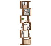 VASAGLE Bibliothèque, Étagère à 6 Niveaux, 24 x 40 x 191 cm, Meuble de Rangement, Cloison Séparateur, pour Salon, Chambre, Bureau, Marron Rustique LBC461K01