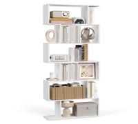 Bibliothèque contemporaine en bois blanc - VASAGLE - Étagère de 6 niveaux - Meuble de rangement LBC61WT