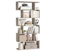 VASAGLE Bibliothèque, Étagère à 6 Niveaux, 24 x 70 x 191,6 cm, Meuble de Rangement, Cloison Séparateur, pour Salon, Chambre, Bureau, Grège LBC061M01