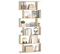 VASAGLE Bibliothèque, Étagère à 6 Niveaux, 24 x 70 x 191,6 cm, Meuble de Rangement, Cloison Séparateur, pour Salon, Chambre, Bureau, Beige Naturel LBC061L01